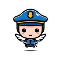 simpatico design del personaggio chibi della polizia vettore