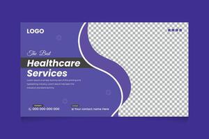 creativo assistenza sanitaria ragnatela bandiera miniatura, medico concetto copertina e miniatura design modello vettore