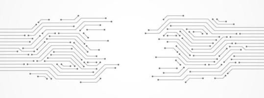 sfondo astratto di tecnologia, modello di circuito stampato, microchip, linea elettrica vettore