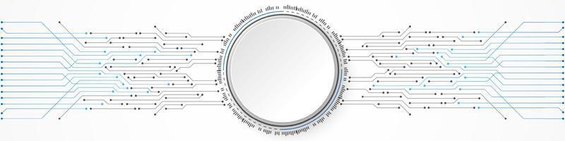 sfondo tecnologia astratta, banner cerchio bianco sul modello del circuito stampato vettore