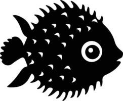 Blowfish nero silhouette vettore