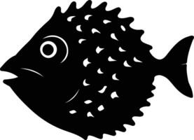 Blowfish nero silhouette vettore