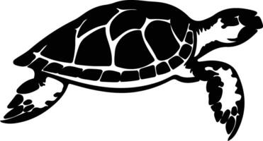 caretta tartaruga nero silhouette vettore