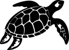 caretta tartaruga nero silhouette vettore