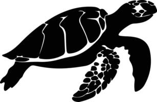 caretta tartaruga nero silhouette vettore