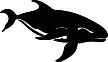 settentrionale giusto balena nero silhouette vettore