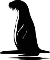 fiume lontra nero silhouette vettore