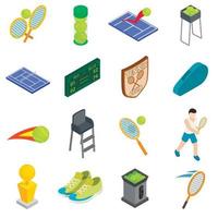 set di icone di tennis, stile 3d isometrico vettore