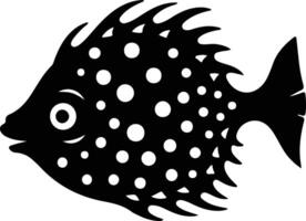 Pesce palla nero silhouette vettore