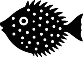 Pesce palla nero silhouette vettore