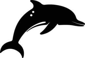 macchiato di bianco delfino nero silhouette vettore