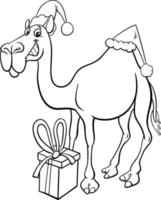 personaggio animale cammello sulla pagina del libro da colorare del periodo natalizio vettore