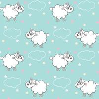 simpatiche pecore soffici con nuvole e stelle senza cuciture vettore