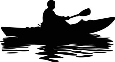 kayaker nero silhouette vettore