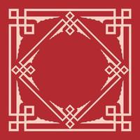 cornice cinese. cornice decorativa motivo floreale art. cornice d'epoca ornamento orientale su sfondo rosso. vettore