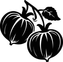 tomatillo nero silhouette vettore