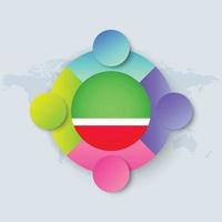 bandiera della repubblica cecena con design infografico isolato sulla mappa del mondo vettore