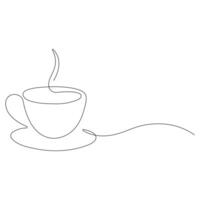 caffè tazza continuo uno linea arte disegno di prima colazione vapore mattina caffè design schema vettore illustrazione
