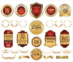 Distintivi ed etichette d&#39;oro di lusso premium vettore