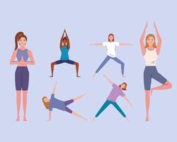 gruppo di donne che praticano yoga vettore