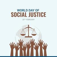 modificabile design di mondo sociale giustizia giorno per promuovere sociale giustizia, Compreso sforzi per indirizzo problemi come come povertà, e Genere uguaglianza. internazionale giustizia giorno. vettore illustrazione