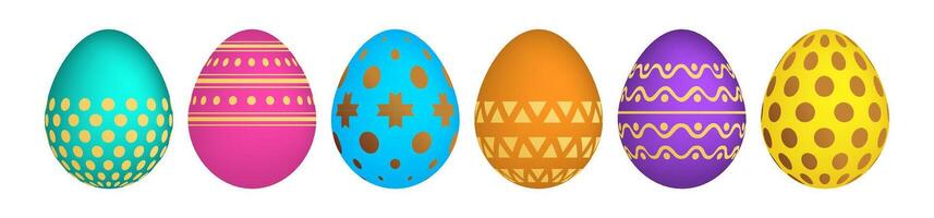 impostato di sei colorato Pasqua uova vettore