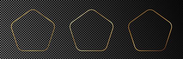 oro raggiante arrotondato pentagono forma telaio vettore