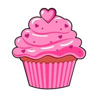 carino vettore icona torta con rosa cuore per San Valentino giorno. piatto design elemento collezione. minimo cartone animato illustrazione per design ragnatela bandiera e saluto carta
