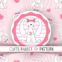 Carino seamless pattern - cartone animato di coniglio. vettore