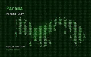 Panama carta geografica mostrato nel binario codice modello. tsmc. verde matrice numeri, zero, uno. mondo paesi vettore mappe. digitale serie