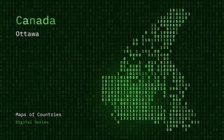 Canada carta geografica mostrato nel binario codice modello. tsmc. matrice numeri, zero, uno. mondo paesi vettore mappe. digitale serie