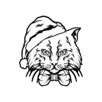 gatto natale illustrazione silhouette vettore