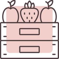 frutta scatola linea forma colori icona vettore