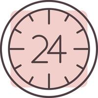 24 ore linea forma colori icona vettore