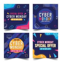 carta di vendita del cyber lunedì vettore