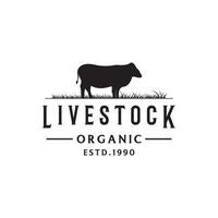 retrò Vintage ▾ premio qualità biologico animale azienda agricola logo design. logo per attività commerciale, bestiame, etichette e distintivi. vettore