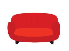 rosso divano mobilia mano disegnato icona animato vettore illustrazione isolato su bianca sfondo