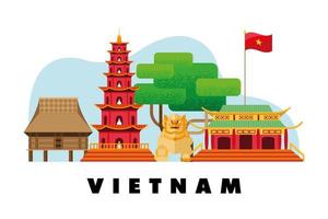 scritte e punti di riferimento del vietnam vettore