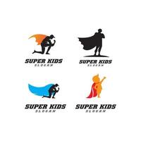 semplice bambini supereroe icona logo vettoriale