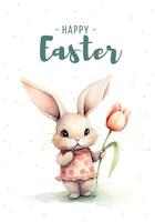 contento Pasqua telaio. di moda Pasqua design con acquerello coniglietto nel pastello colori. manifesto, saluto carta, striscione. vettore