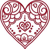 un illustrazione di un' cuore con un astratto ornamento evidenziato su un' trasparente sfondo. San Valentino giorno. spruzzi di rosa coriandoli nel il forma di un' cuore. vettore