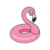 rosa fenicottero nuotare squillare tubo cartone animato illustrazione vettore
