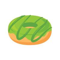 matcha verde tè ciambella etichetta, cartone animato vettore illustrazione