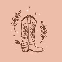 cowboy stivali schizzo boho sfondo mano disegnato vettore illustrazione selvaggio ovest scarpe e stelle design retrò elemento per manifesto, Stampa, carta, icona, volantino, carta, avvolgere. stile di vita, moda, arte