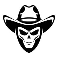 ai generato alieno indossare cowboy cappello iconico logo vettore illustrazione.