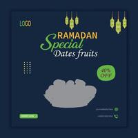 Ramadan speciale date frutta vendita sociale media bandiera modello vettore