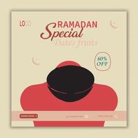 Ramadan speciale date frutta vendita sociale media bandiera modello vettore