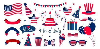 unito stati di America nazionale simboli per indipendenza giorno. 4 ° di luglio clipart. vettore illustrazioni nel retrò colori isolato su bianca sfondo.