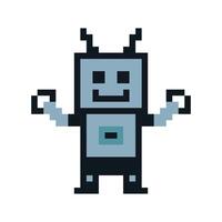 carino pixel cartone animato robot ai 8 bit personaggio gioco robot o ai per formazione scolastica Chiacchierare vettore grande testa 8 po Bot vettore tecnologia ai robot.