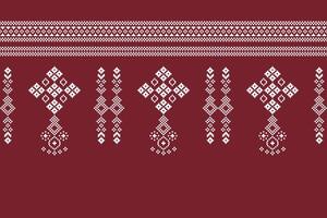 etnico geometrico tessuto modello attraversare punto.ikat ricamo etnico orientale pixel modello Natale rosso sfondo. astratto, vettore, illustrazione. trama, cornice, decorazione, motivi, seta sfondo. vettore